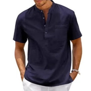 Men's Stand Collar Polo Short Sleeve Solid Polyester
