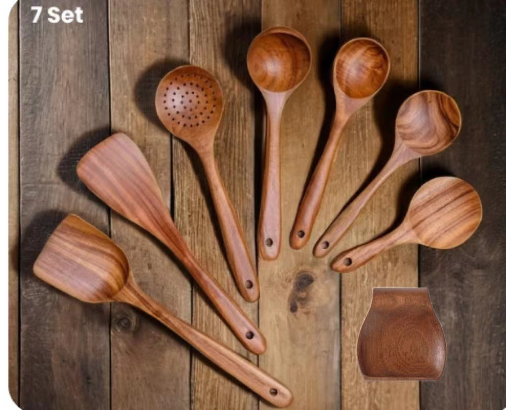 Wooden Spatula Cookware Kitchenware Set – Eco-Friendly Non-Stick Utensils for Cooking & Baking