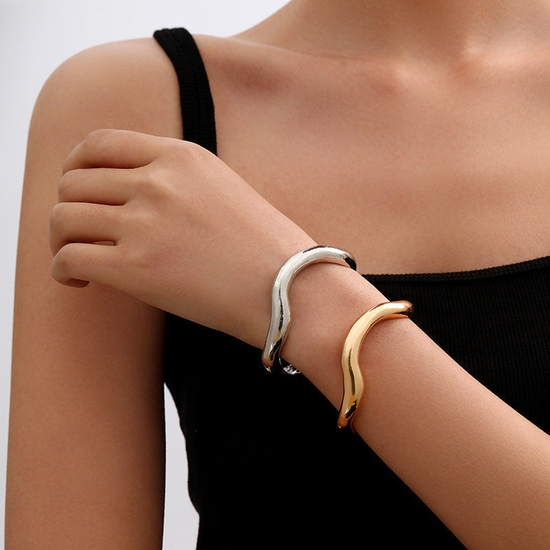 Women's Adjustable Lava Metal Bracelet – Open End Chic Design