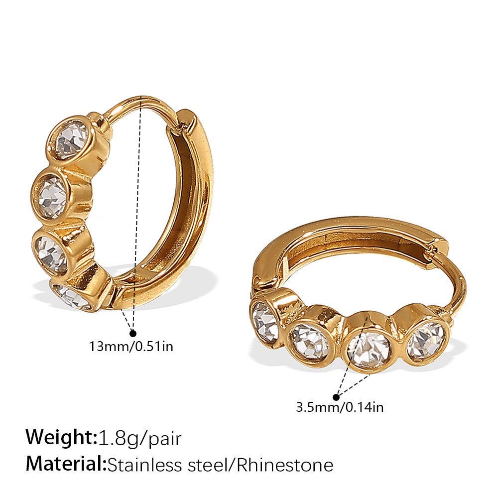 Fashion Simple Stainless Steel Rhinestone Earrings Refined Grace Advanced