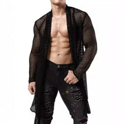 Personalized Long European And American Mesh Hollow Out Sexy See-through Cardigan