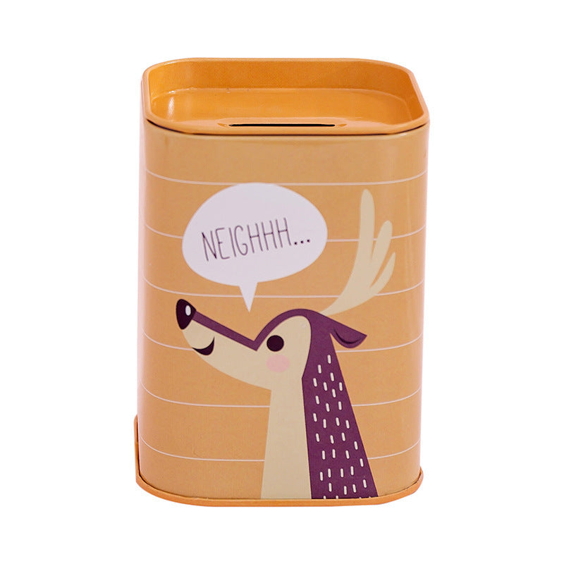 Square Metal Tinplate Piggy Bank