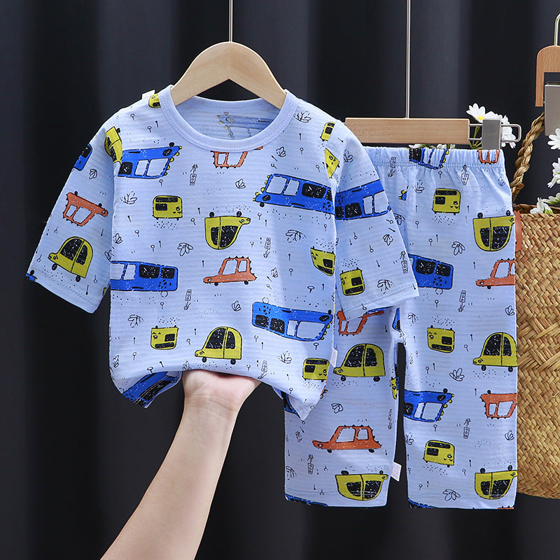 Three-quarter Sleeves Thin Children's Cotton Pajamas Suit
