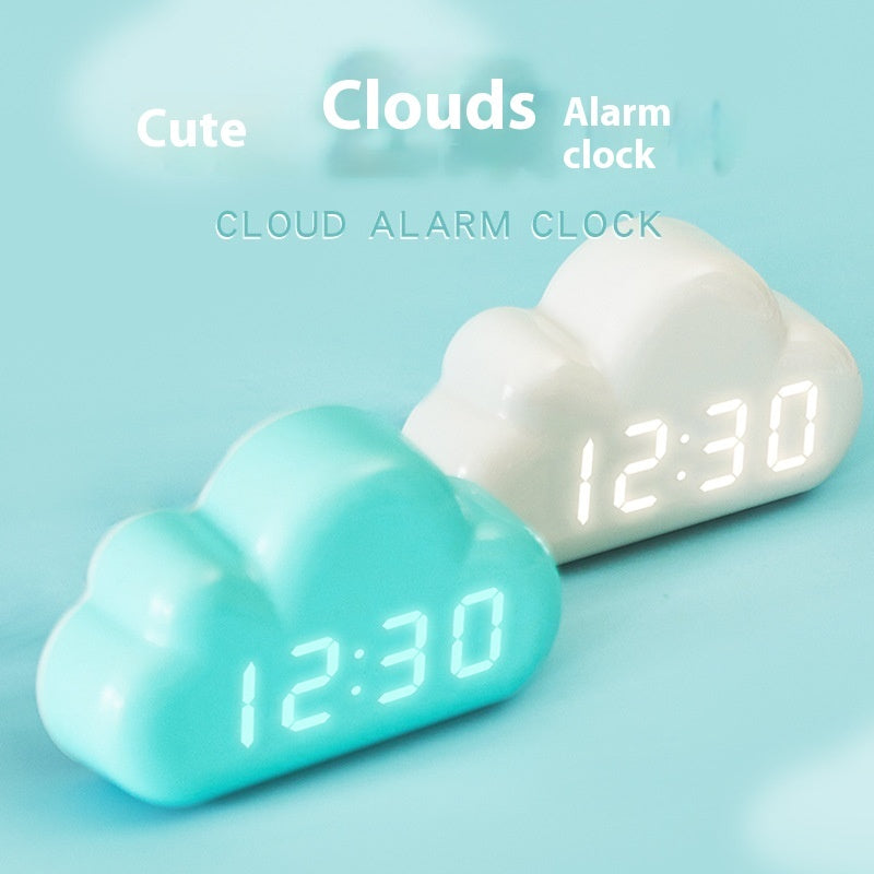 Creative Four Clouds Voice-controlled Led Bedside Snooze Student Calendar Luminous Electronic Clock