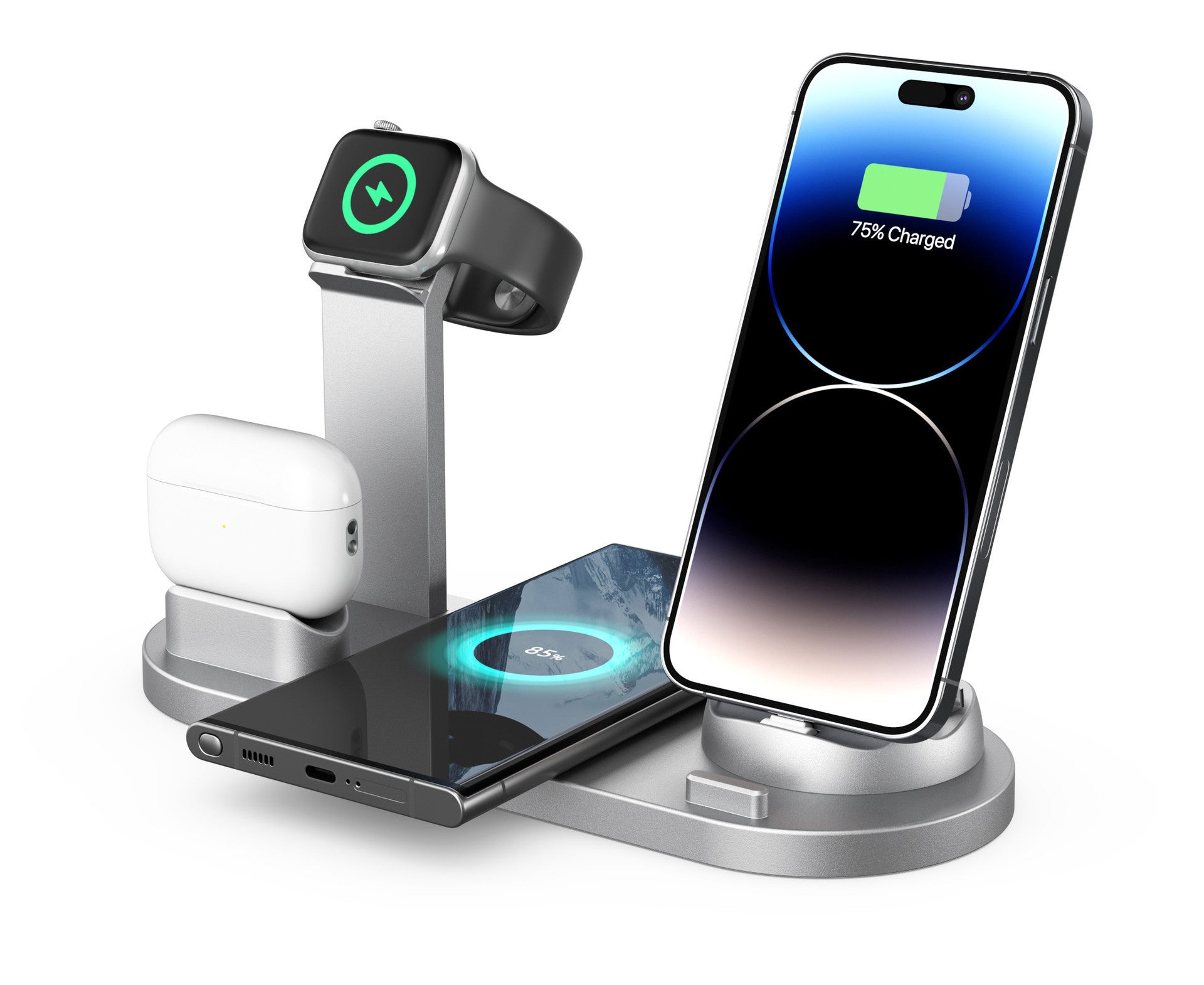 Magic Array Wireless Car Charger – 15W Qi Fast Charge Phone Mount with LED