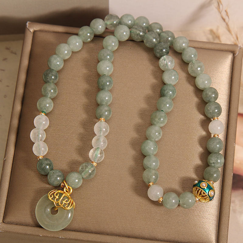 Aventurine Double-layer Jade Bracelet For Women Light Luxury Minority Exquisite Peace Buckle