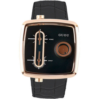 Double Movement Men's Watch Square Belt Men's Watch Fashion Handsome Trendy Men's Quartz Belt Watch Men