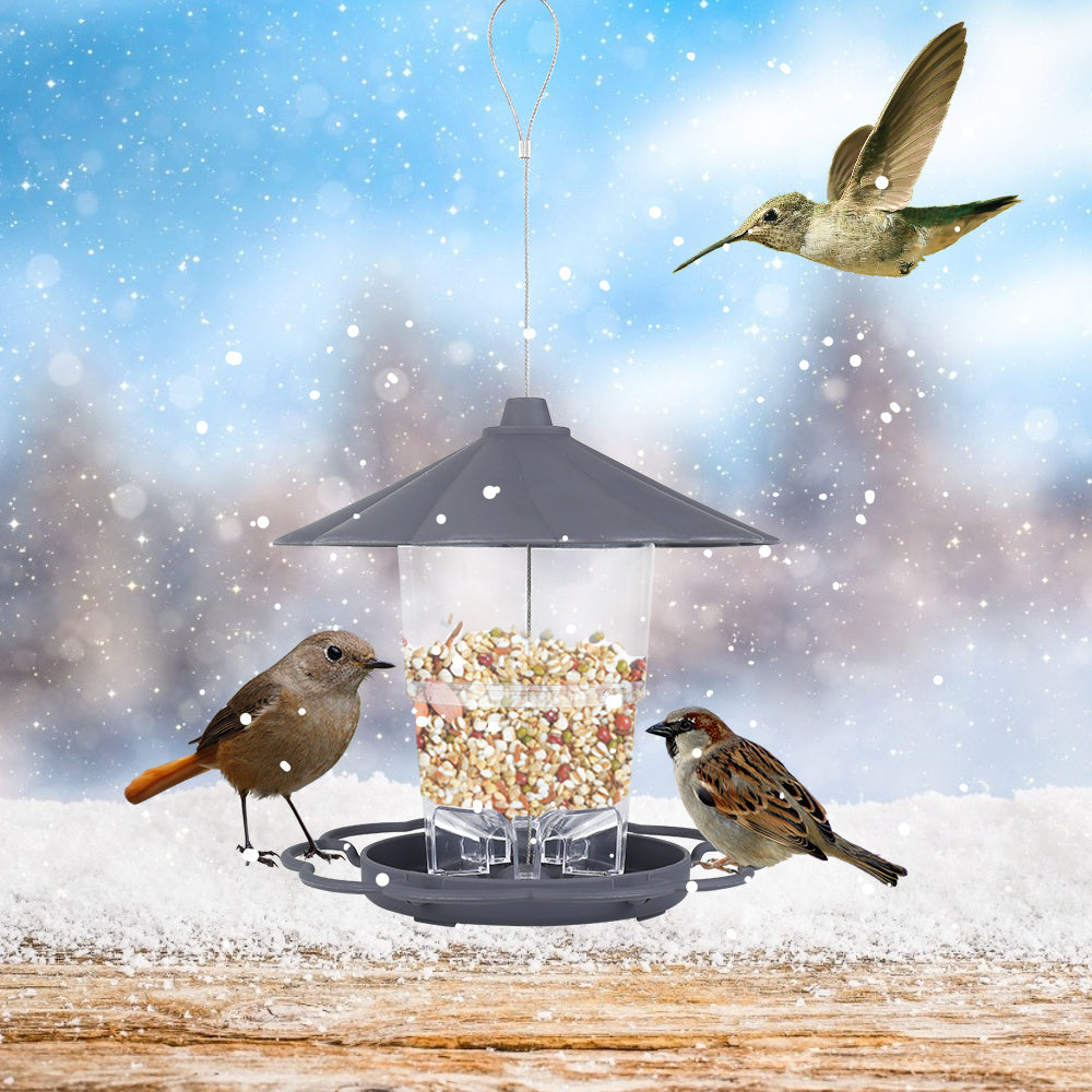 Foldable Hanging Wild Bird Feeder with Removable Roof – Large Capacity Outdoor Garden Birdcage Feeder