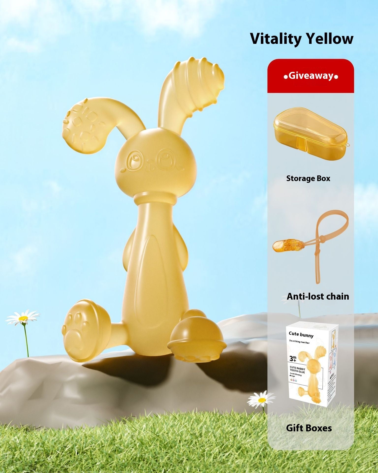 Silicone Rabbit Teether Infant Molar Rod Baby Teething Prevent Hand Sucking Artifact