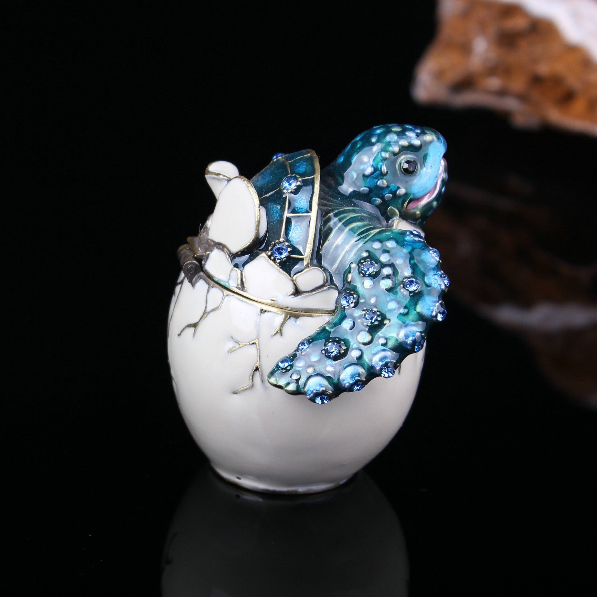Eggshell Turtle Jewelry Box Home Ornament