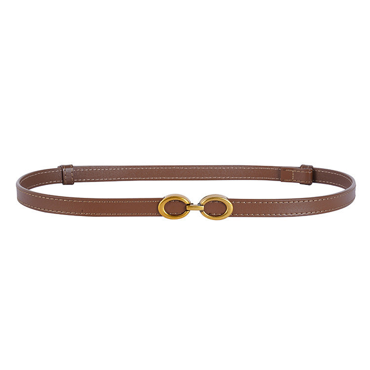Women's Thin Double Buckle Waist Belt