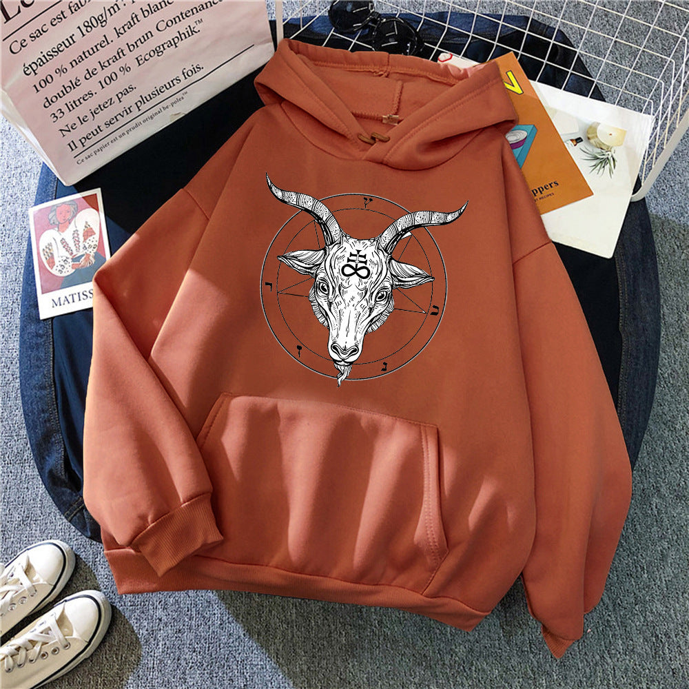 Demon Angel Sheep Head Sweatshirt Men Hooded Jacket
