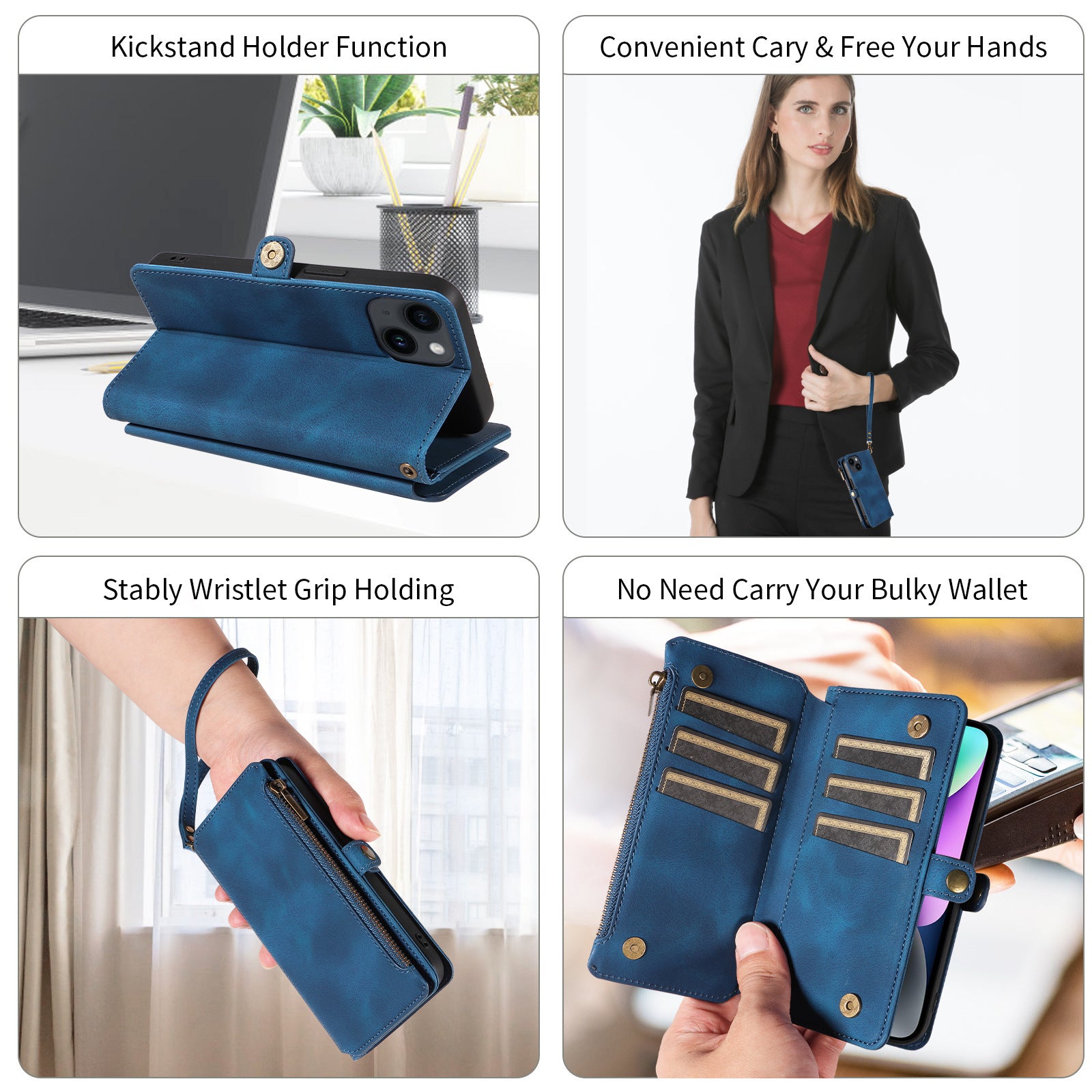 Wallet Flip Zipper Phone Leather Case