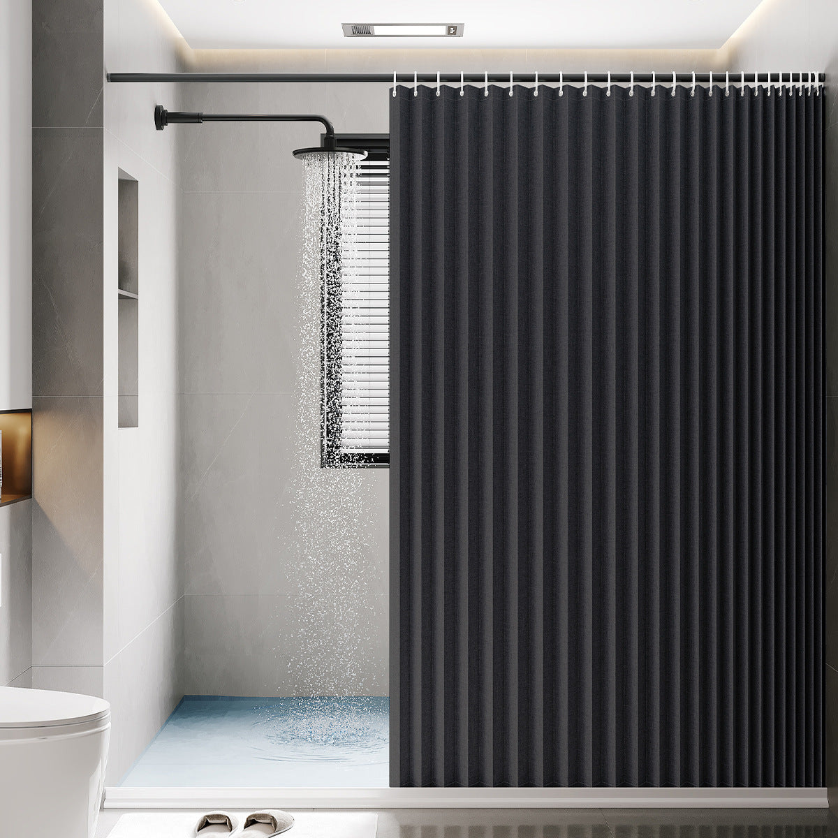 Waterproof Folding Shower Curtain – Hanging Bathroom Divider, Space-Saving