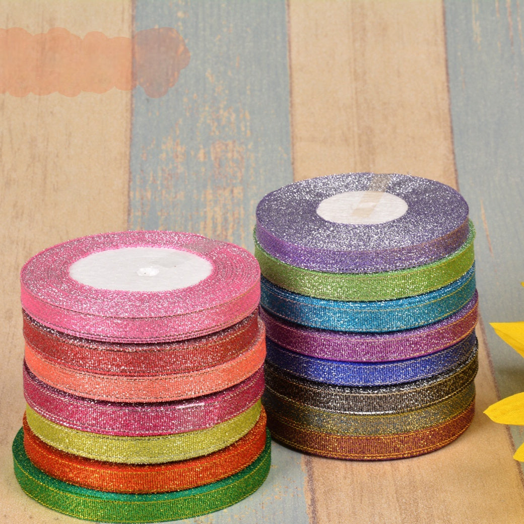 Bow Gold Silk Silver Polyester Ribbon – Craft, Gift Wrap & DIY Decoration Ribbon