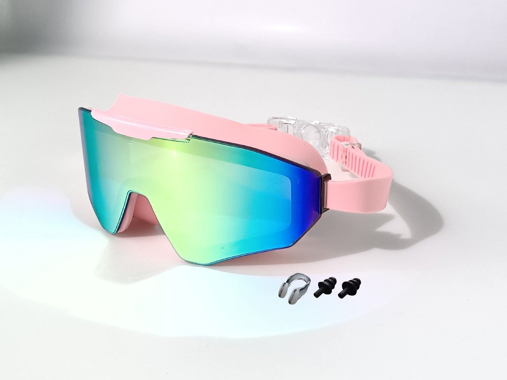 Plated Swimming Goggles Set with Nose Clip & Earplugs – Adult & Kids Models