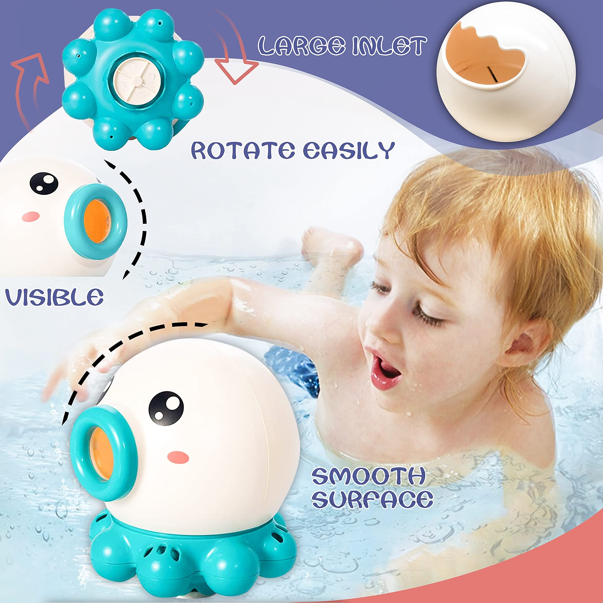 Octopus Fountain Bath Toy – Rotating Water Jet Sprinkler for Kids’ Bath, Beach, and Summer Play