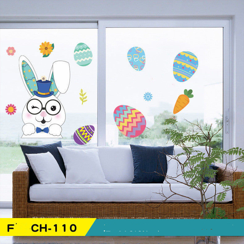 Cartoon Egg Easter Wall Sticker Window Glass Festive Decoration