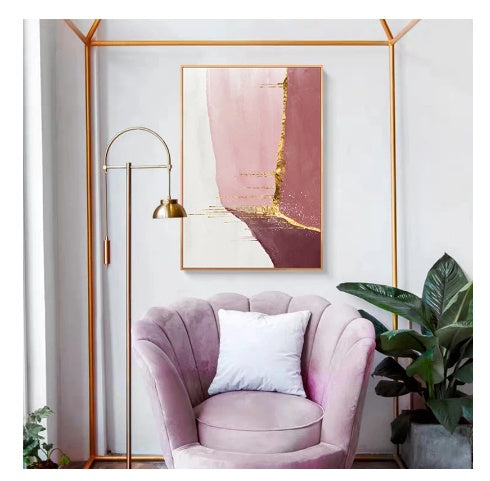 Nordic Abstract Canvas Wall Art – Purple & Gold Painting for Living Room Decor