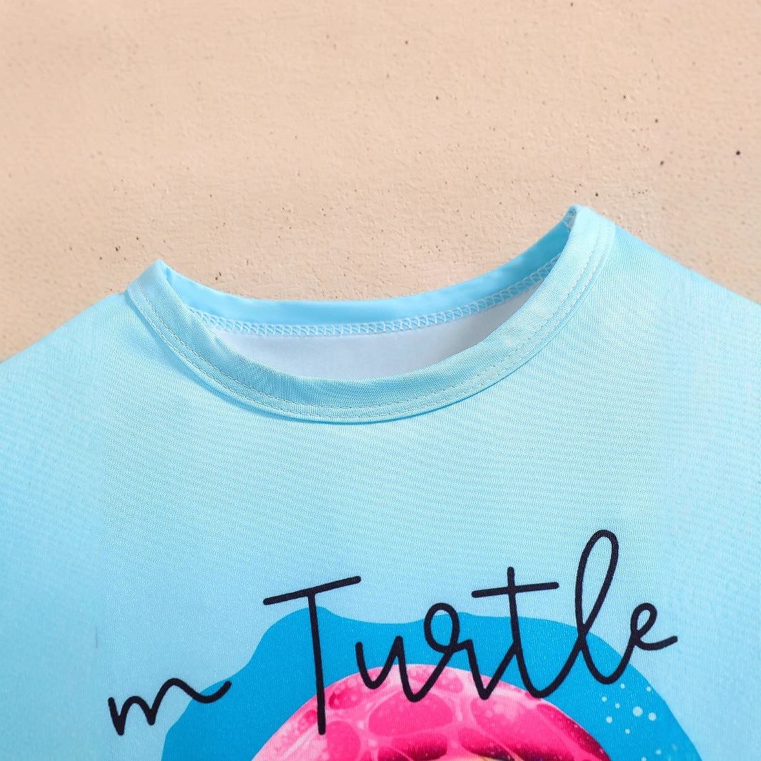 Girls' Short-sleeved T-shirt Animal Shorts Suit
