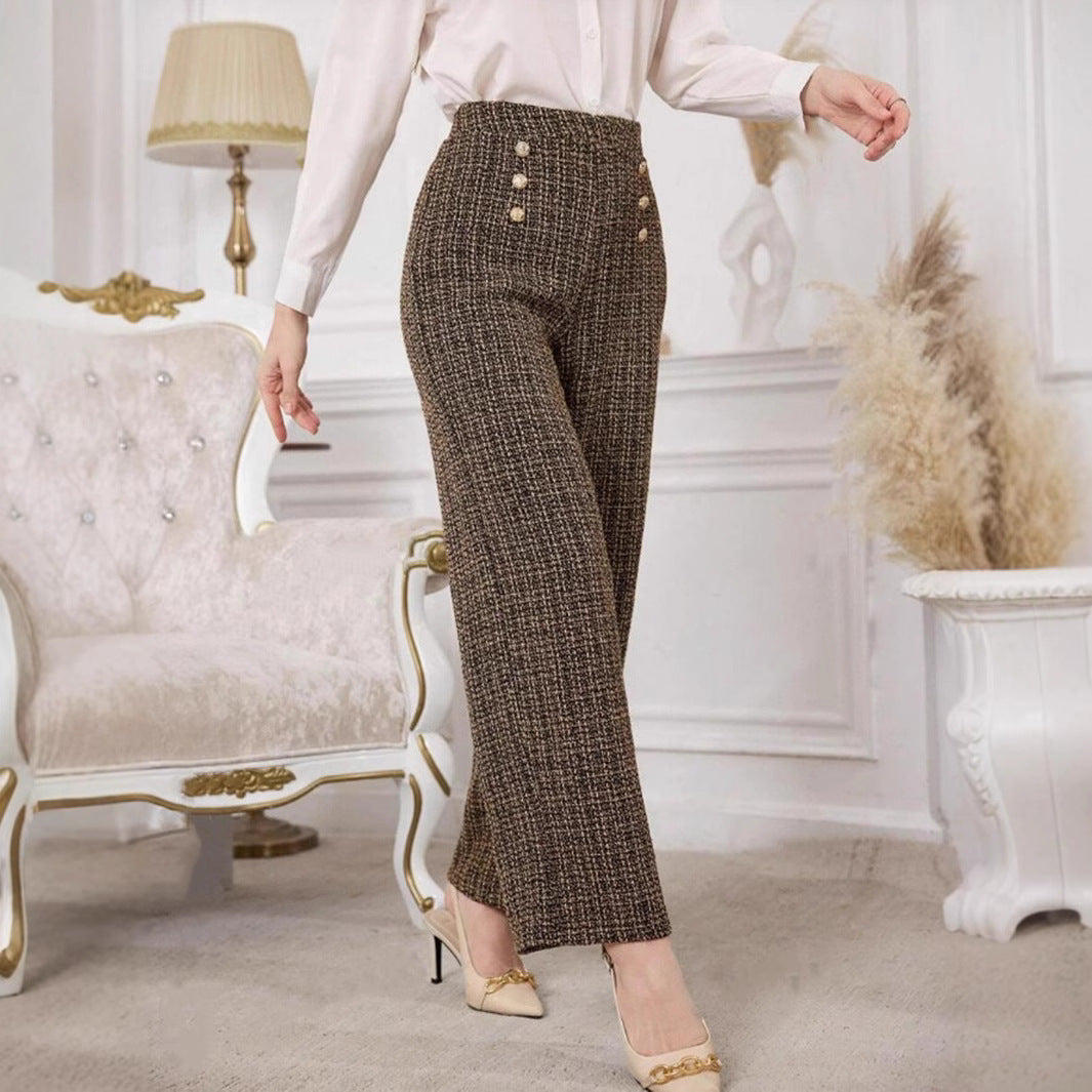 Dark Brown Zipper Detail Spandex Pants – Women’s Commuter Casual Trousers