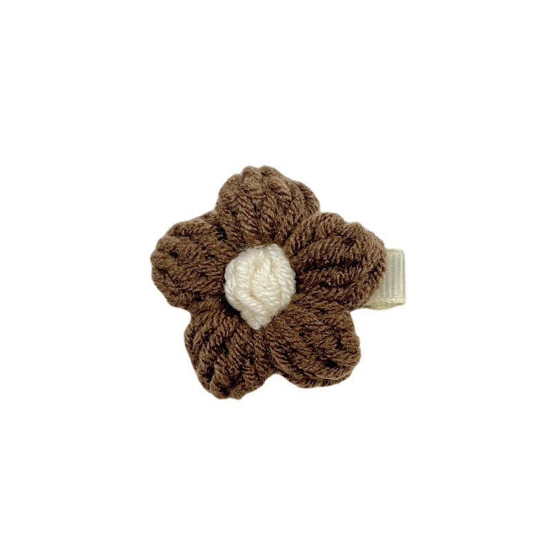 Milk Coffee Retro Woven Wool Flower Hairpin Hair Accessories