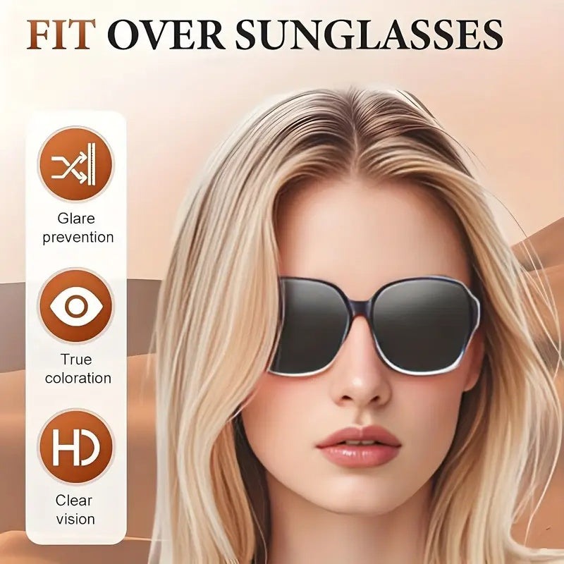Unisex Dual-Use Clip-On Rectangular Glasses