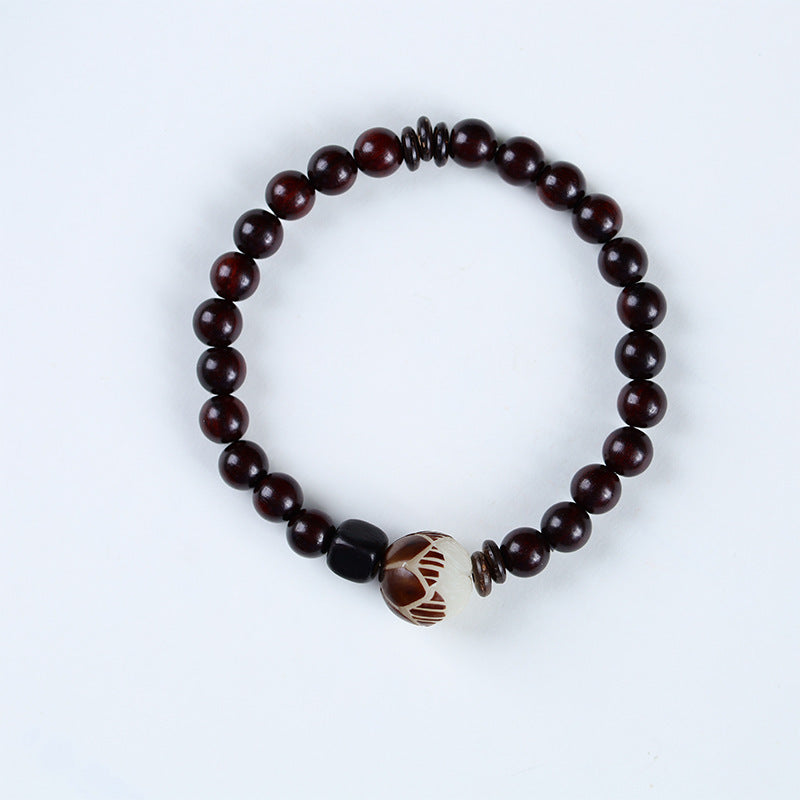 Simple All-match Natural Rosewood Double-ring Bracelet