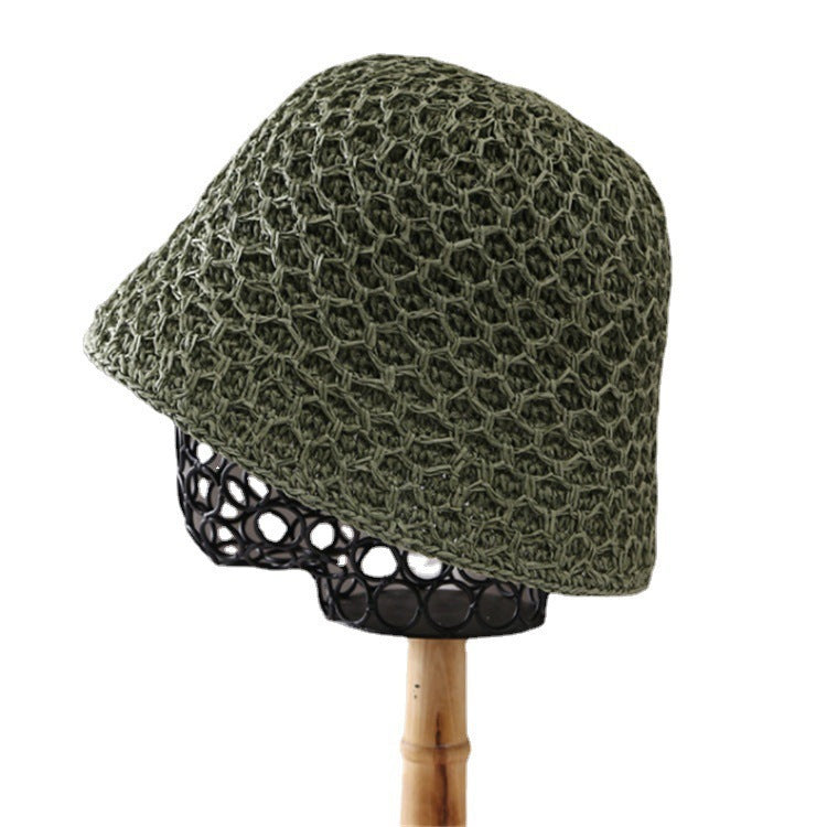 Women's Hollow Breathable Mesh Straw Bucket Hat