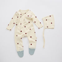Beige apricot with red dots