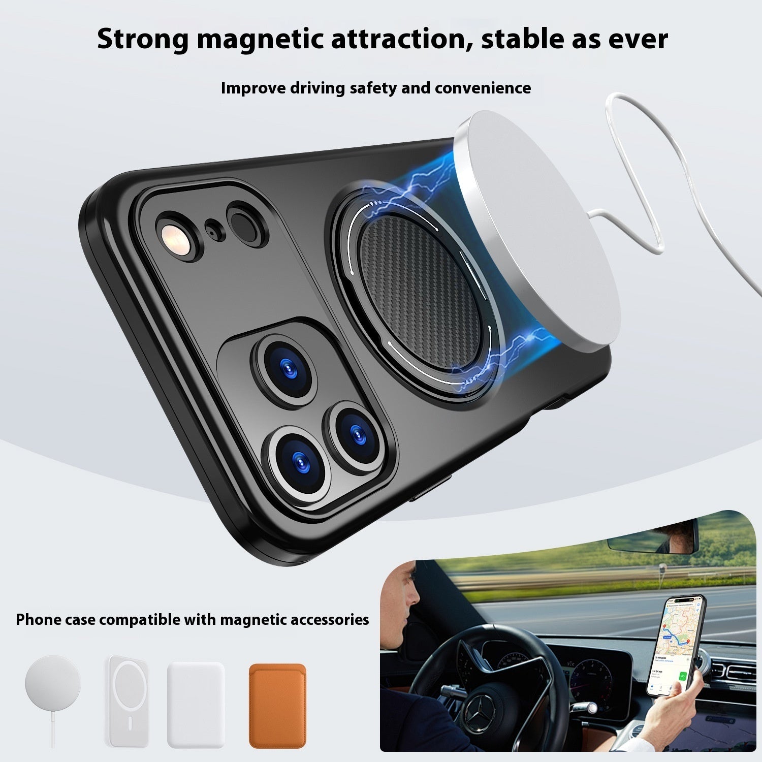 Rotating Magnetic Phone Case with Damping Bracket Two-in-One Design for 17 Series