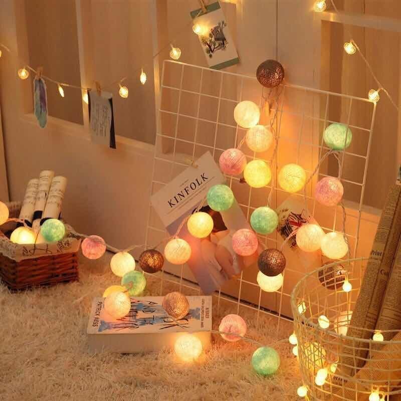Cotton Ball Lighting Chain Festival Color Decoration