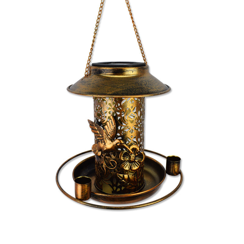 Outdoor Solar Bird Feeder with Garden Lamp – IP65 Waterproof Iron Design