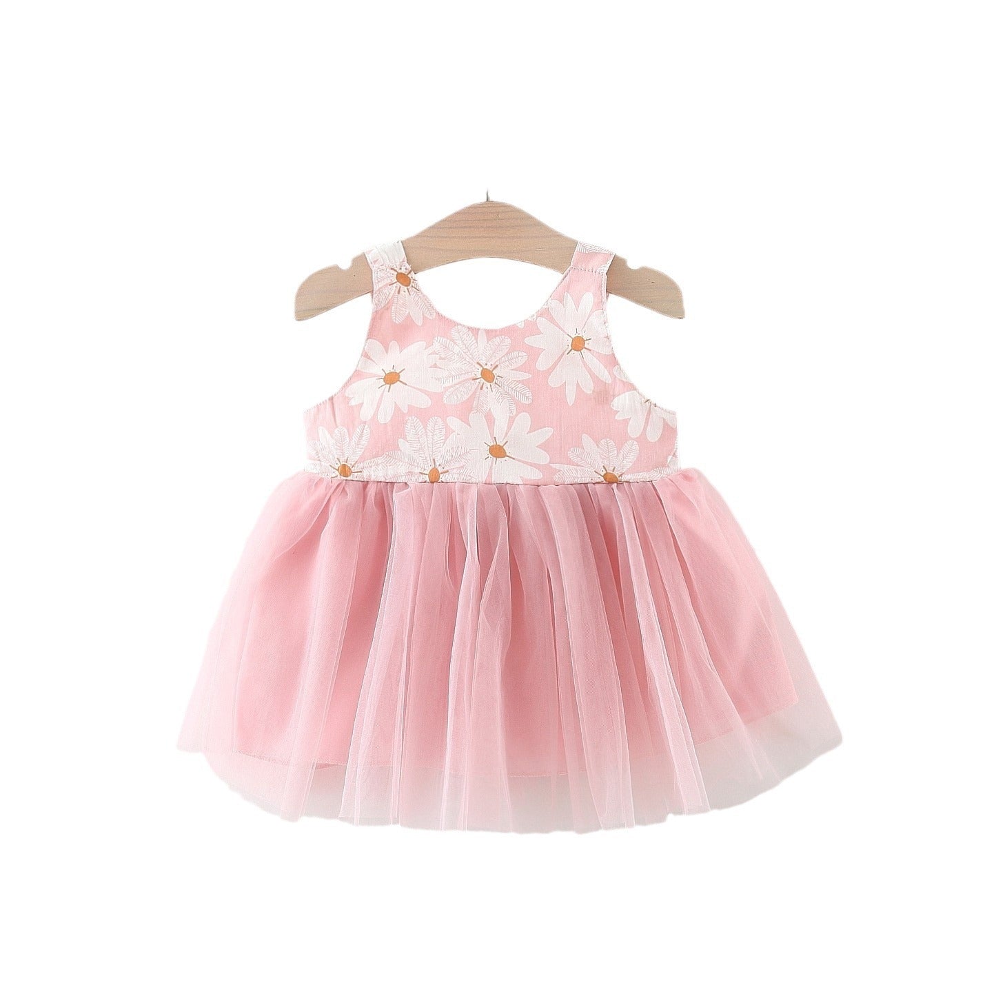 Girls' Summer New Floral Mesh Slip Dress