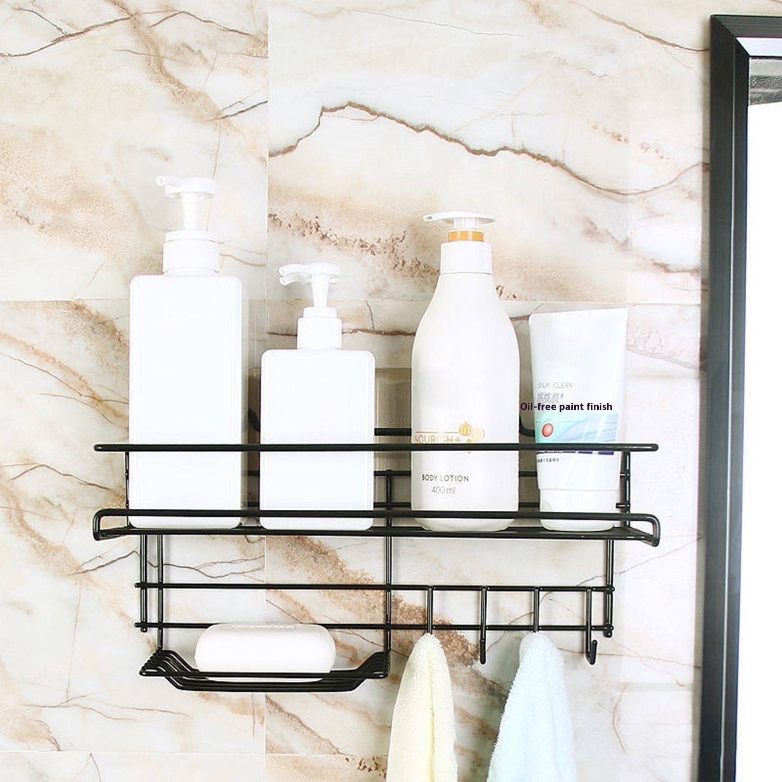 Punch-Free Wall-Mounted Bathroom Storage Rack – No-Drill Easy Installation