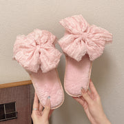 Sweet Style Big Bow Cotton Slippers Fashion Four Seasons Soft Bottom Home Shoes