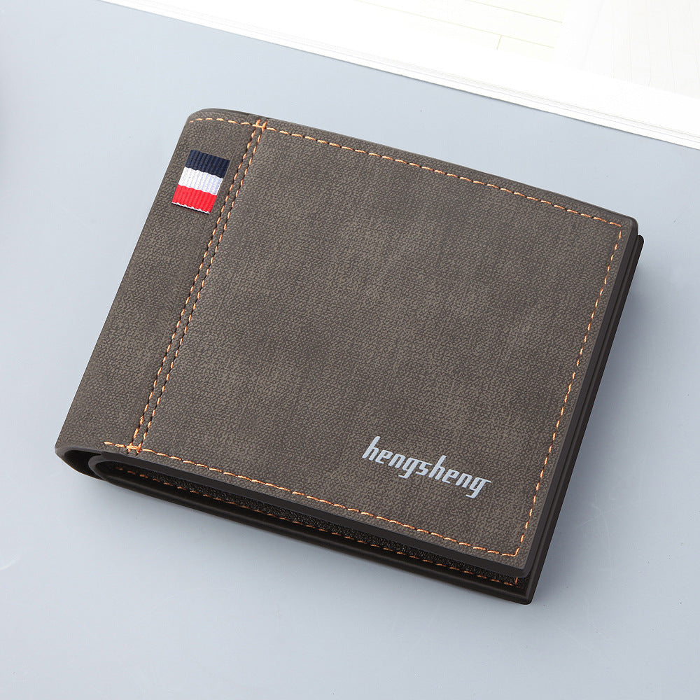 Men's Slim PU Leather Short Multifunctional Wallet Solid