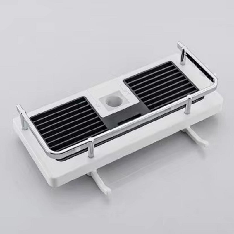 Punch-Free Shower Rod Rack & Bathroom Lift Rod Bracket – Hanging Storage Basket & Tray