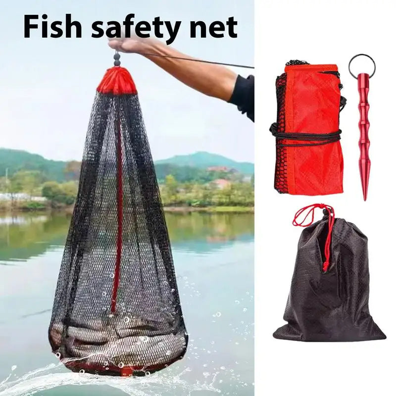 Portable Wild Fishing Drawstring Grain Wheat Fishnet Bag Encryption Mesh Oxford Cloth Edge Sealing Fish Protection Mini Fishnet Bag