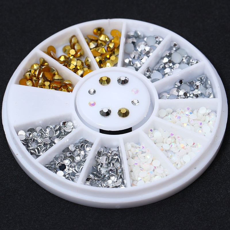 Nail Disc Ornament Nail Crystal Electroplating Rivet Metal Jewelry Gold And Silver Magic Color Flat Bottom Rhinestone Disc