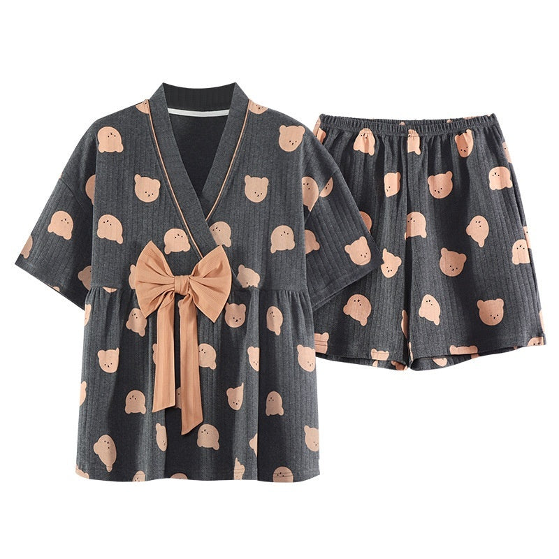 Women's Short Sleeved Cotton Japanese Home Clothing Set