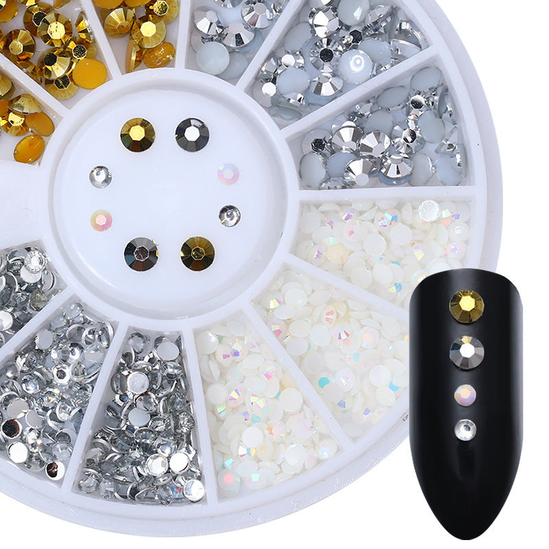 Nail Disc Ornament Nail Crystal Electroplating Rivet Metal Jewelry Gold And Silver Magic Color Flat Bottom Rhinestone Disc