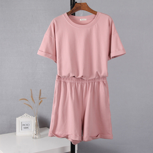 Hirsionsan Summer Cotton Sets Women Casual Two Pieces Short