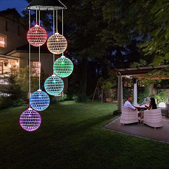 Solar Wind Chime LED Hanging Light Color Changing Garden Yard Terrace Decoration