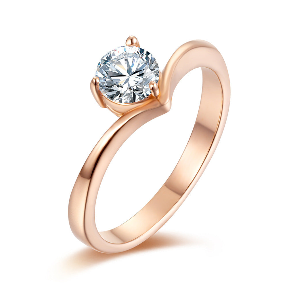 Titanium Steel Inlaid Zircon Wedding Engagement Ring