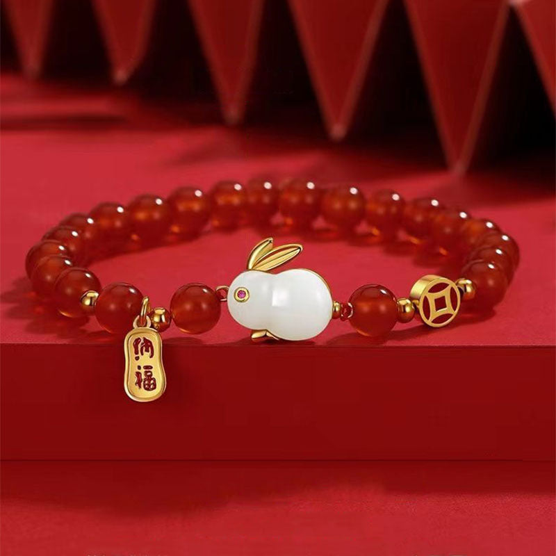 Tiger Stone Rabbit Link Chain Bracelet for Women and Girls
