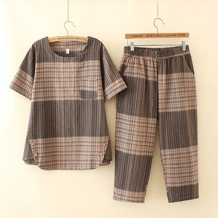 Plaid Two-Piece Set – Versatile Top and All-Match Slacks for Effortless Style
