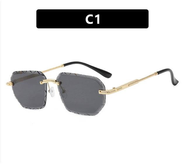 Frameless Square Metal Sunglasses for Women – Small Frame Trendy Eyewear