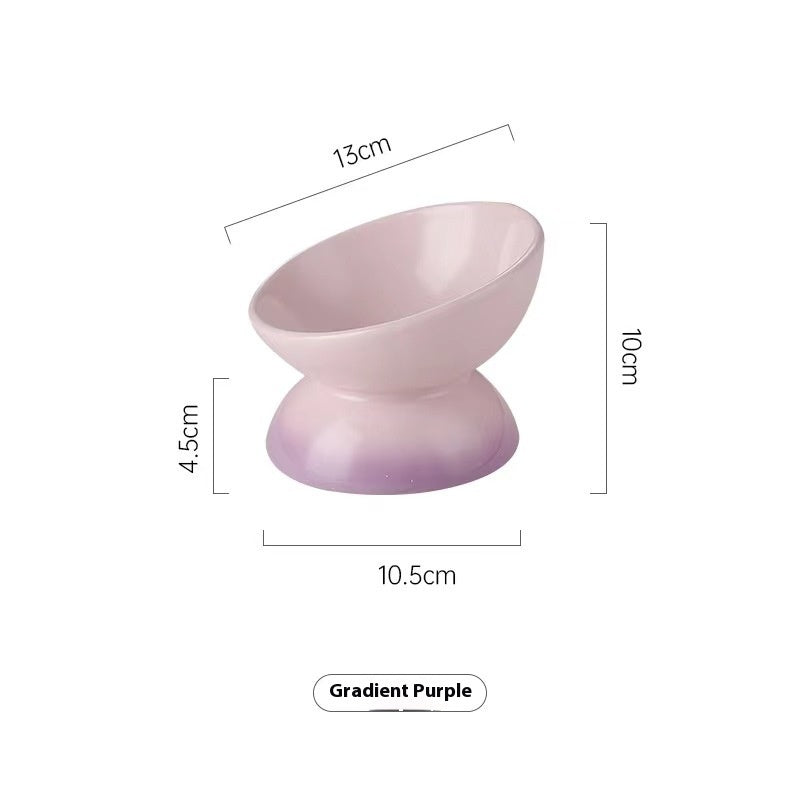 Cat Bowl Ceramic Oblique Mouth Protection Cervical Spine Large Capacity Large Diameter
