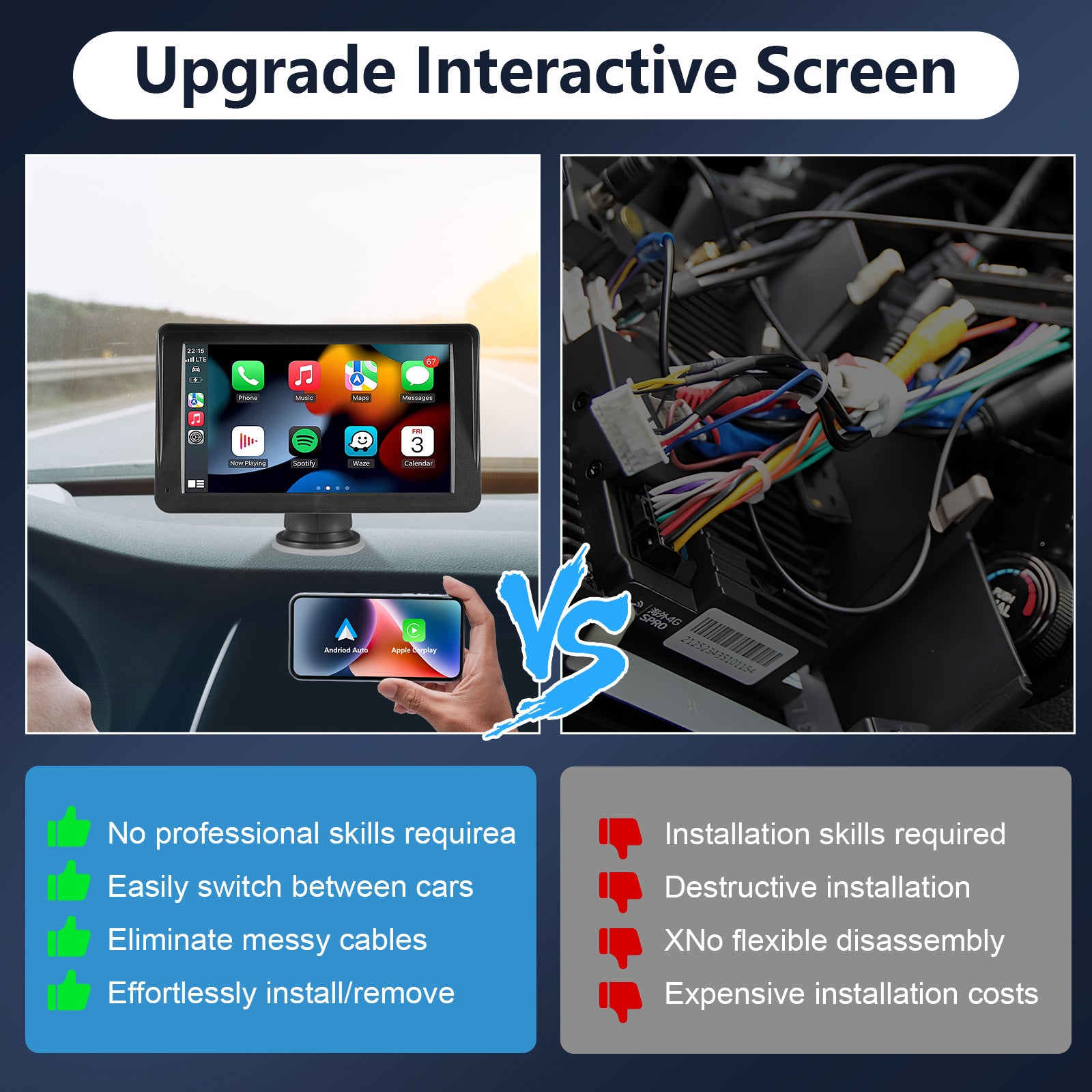 7-Inch Car Stereo – Wireless CarPlay & Android Auto Radio